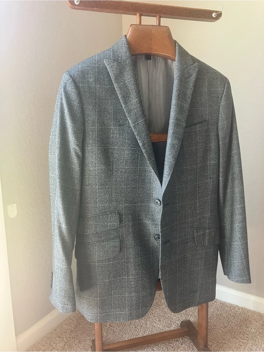 Banana Republic Gray Windowpane Italian Wool Suit